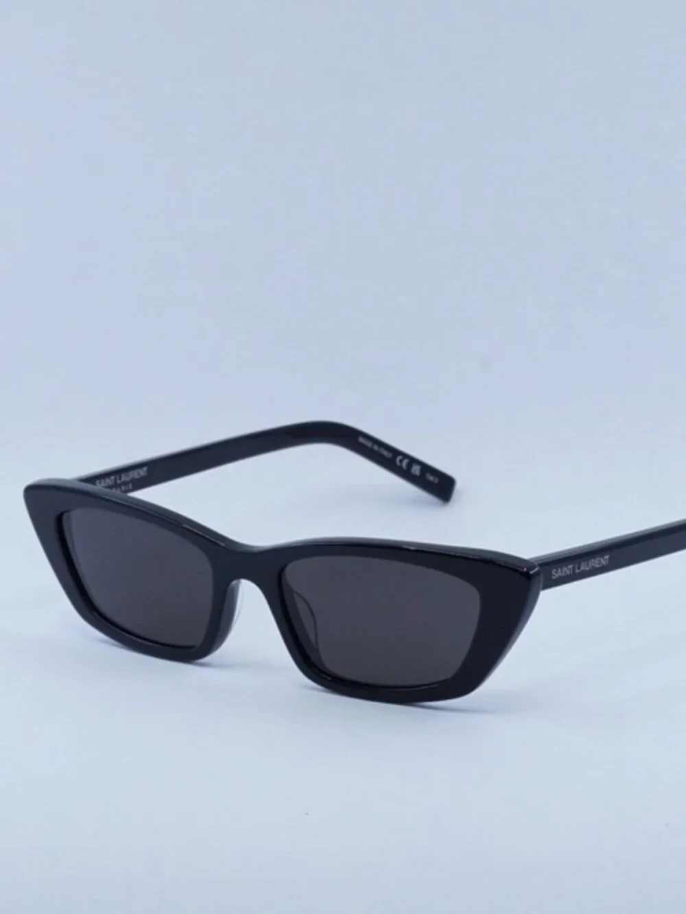 Saint Laurent SL277 009 Sunglasses Black Cat Eye Frame, Black Lenses